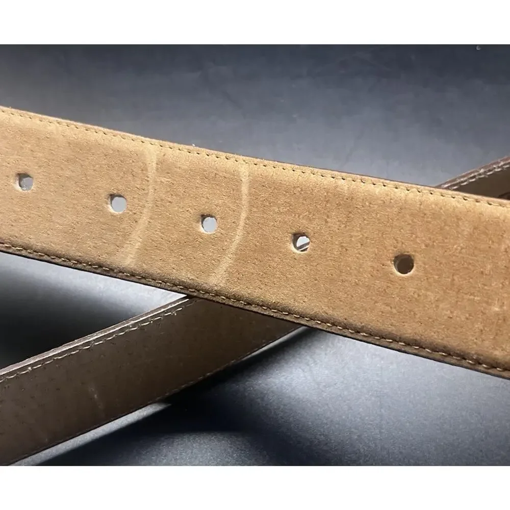 VTG Lands' End Genuine Leather Suede Belt Women's Size 37 USA 398 Tan